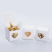 跨境牛皮纸欧式新款喜糖盒PVC透明爱心开窗盒白色空白婚庆糖果盒