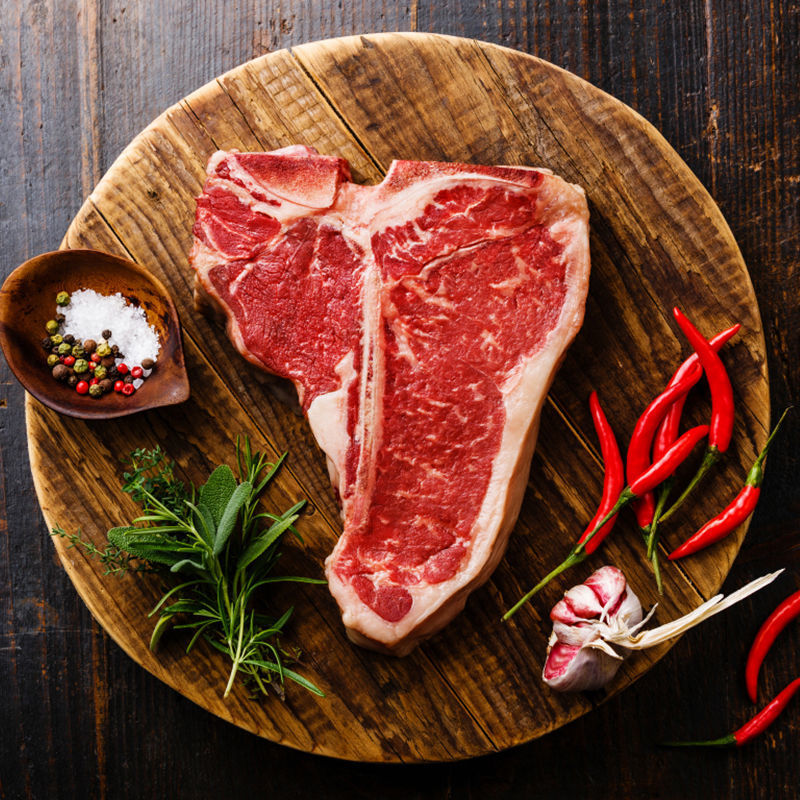 战斧牛排厚切350g雪花烧烤食材t骨185g送黄油黑椒酱独立站批发