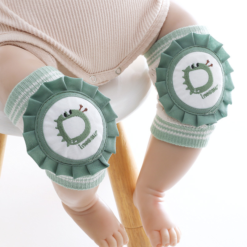 2021年新款夏季儿童护膝精梳棉网眼透气宝宝婴儿爬行膝盖针织护肘