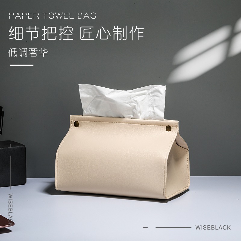 spot car tissue box european-style leather pu tissue bag home dustproof tissue cover can be printed logo