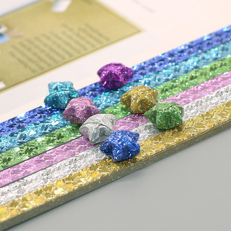 印花多款纯色闪光金粉手工星星条闪粉幸运星折纸条diy漂流瓶材料