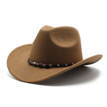 美国西部牛仔帽子男士骑马帽子户外旅游马术帽弯檐毛呢礼帽
