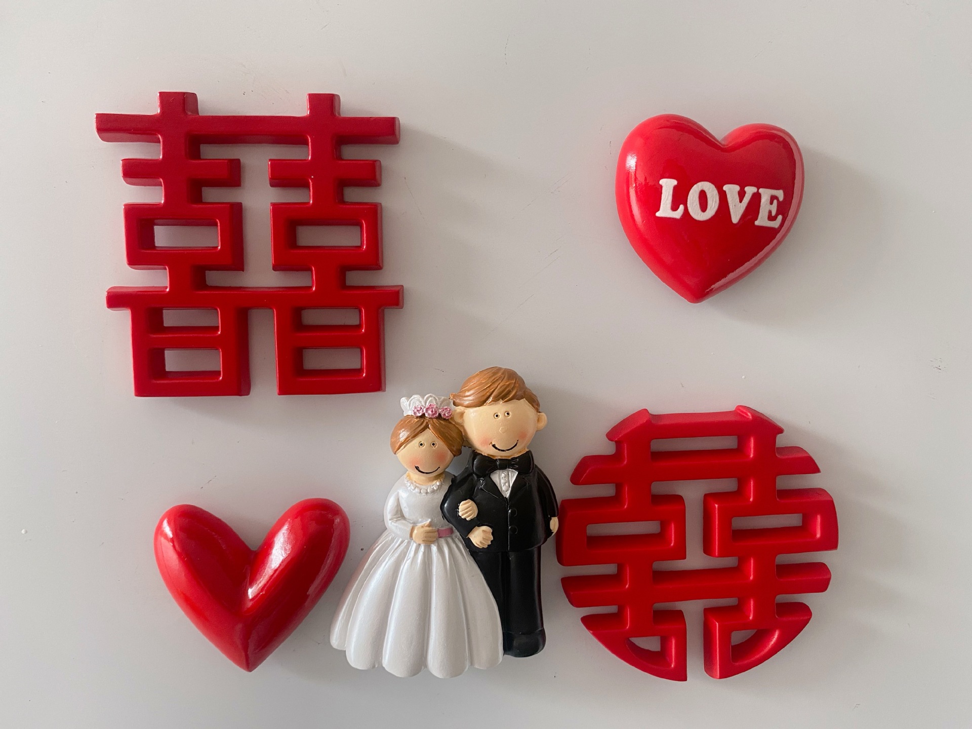 3d创意结婚冰箱贴爱心喜庆婚房装饰品个性可爱磁贴留言贴备婚礼品