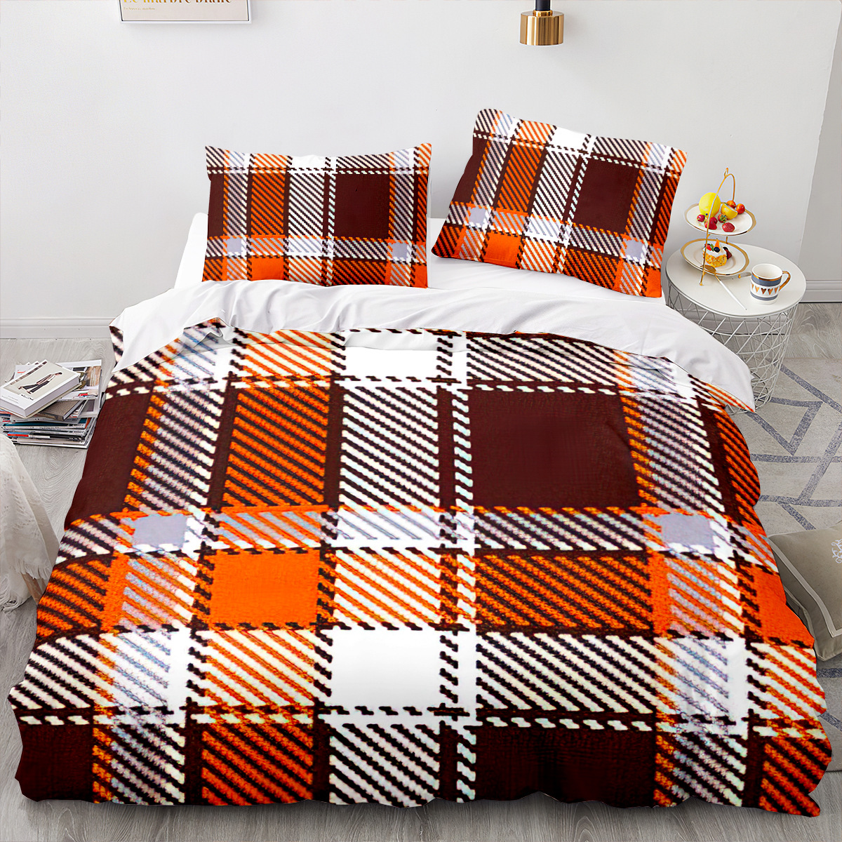 Home Textile Cross-Border Supply Plaid Series Three-Piece Amazon Quilt Cover