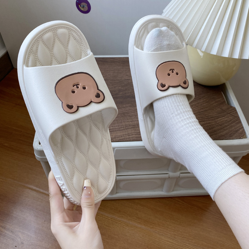 Couple Slippers Women's Summer Korean-Style Cute Cartoon Indoor and Outdoor Non-Slip Wear-Resistant Thick-Soled Sandals for Men