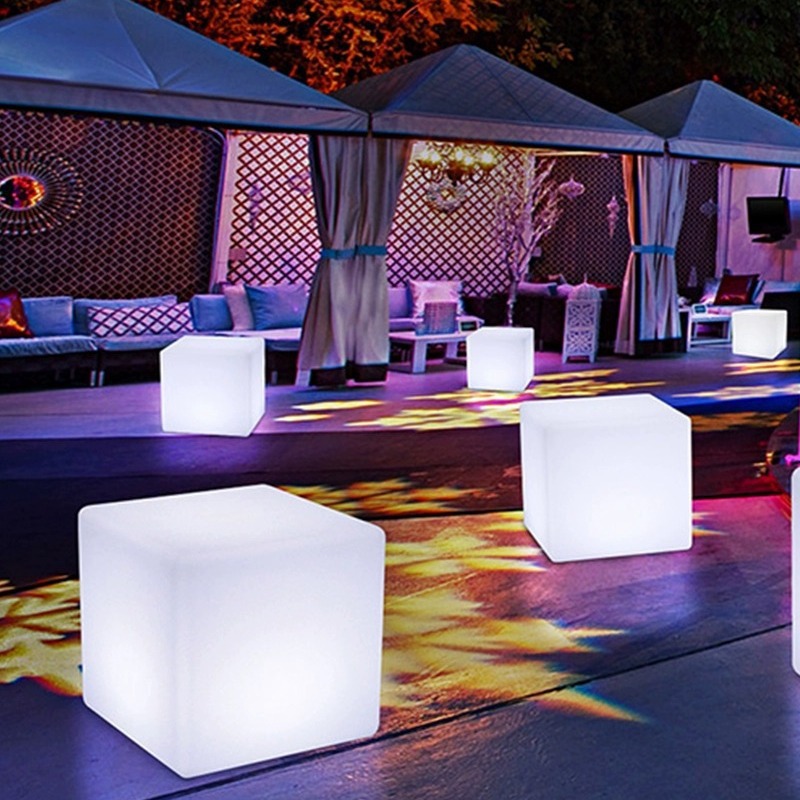 Luminous Cube Stool Bar Table and Chair Outdoor Villa Courtyard Waterproof Decorative Light Square Stool Atmosphere Atmosphere Decoration Scene