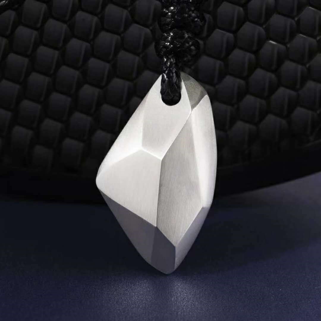 s990银diy刻字 实心许愿石足银幸运石吊坠项坠男女情侣项链