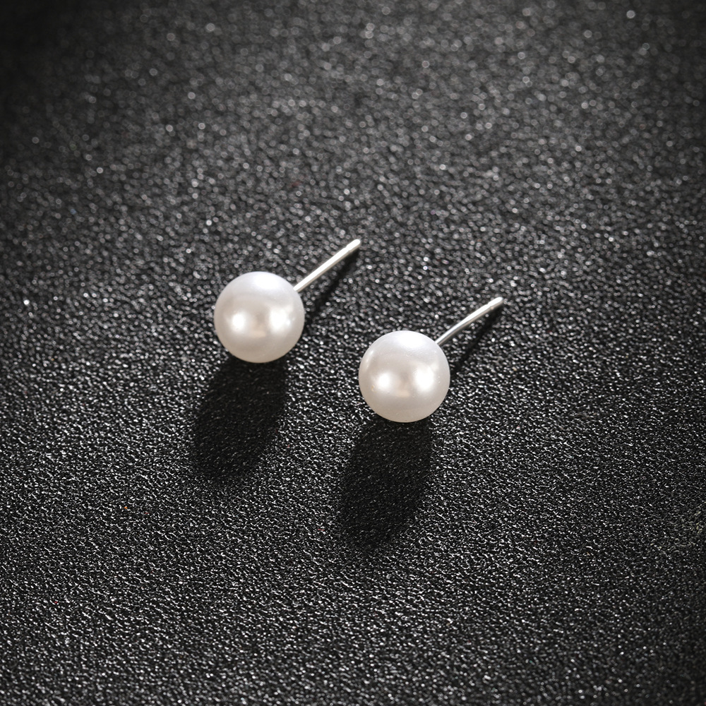 8mm Japanese and Korean Jewelry Simple Pearl Small Bean Stud Earrings Small Pearl Earrings Jewelry