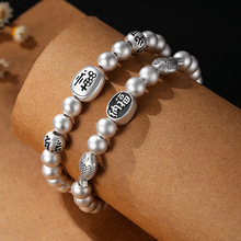 999纯银古法银珠手链男女款转运珠复古禅意手珠佛珠招财足银手饰