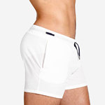 UXH 欧美纯色沙滩三分短裤时尚简约三角网布内衬游泳运动健身短裤
