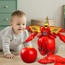 儿童节男孩礼物二合一磁吸撞击合体救护车龙虾机器人小孩变形玩具