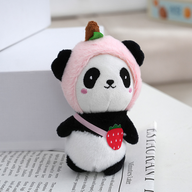 Internet Celebrity Fruit Panda Plush Toy Wholesale Lovely Key Buckle Ornaments Doll Couple Bags Pendant Small Gift