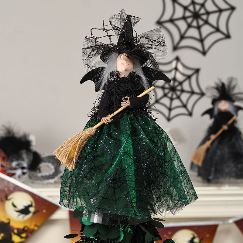 Amazon New Halloween Decorations Ghost Festival Witch Doll Tree-Top Star Table Decoration Doll Ornaments