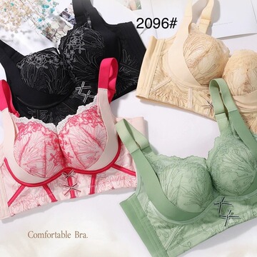 2096品牌货刺绣蕾丝滑滑杯b厚1无钢圈文胸聚拢调整库存部分有吊牌