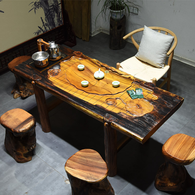 胡桃木茶桌实木泡茶桌子根雕茶台新中式禅意茶几客厅办公室会客桌