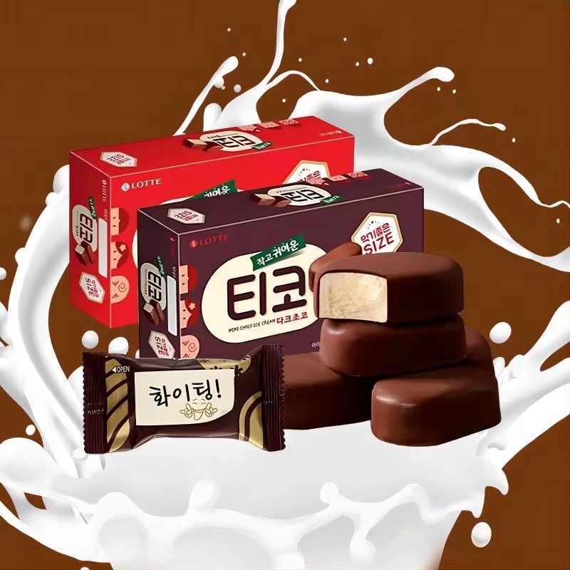 韩国进口乐天冰淇淋迷你黑巧克力小脆皮网红牛奶巧克力雪糕-阿里巴巴