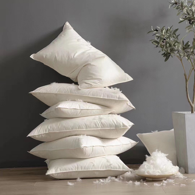 Class A Maternal and Child Grade Pure Cotton down Pillow Core Pillow 100% White Goose Feather Filled Fluffy Pillow Non-Drilling Wool Washable