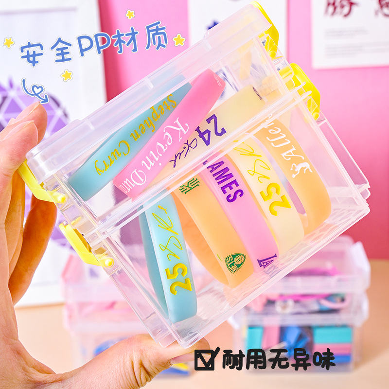 New Cartoon Mini Storage Box Ins Style Jewelry Box Portable Student Multi-Layer Transparent Notebook Storage Box