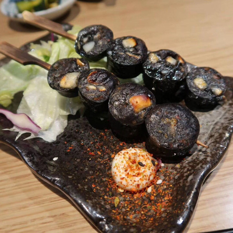 沃马墨鱼香肠台湾墨鱼肠黑墨鱼肠500g 烧烤油炸小吃香肠10根