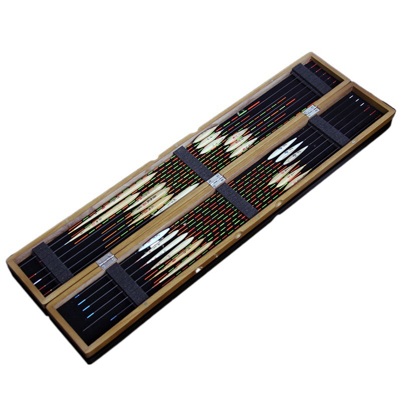 桐木漂盒木制浮漂盒竞技浮标盒鱼漂盒双层装漂盒子渔具收纳盒跨境