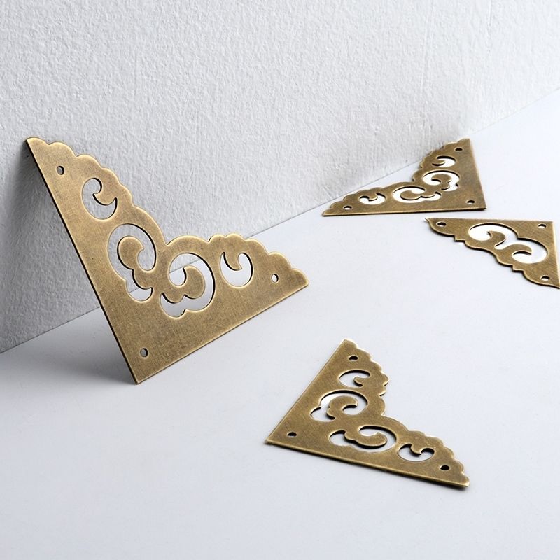 中式铜角花柜门抽屉箱子铜护角祥云铜包角大门装饰仿古家具铜配件