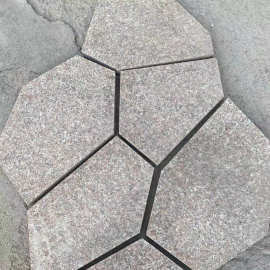 花岗岩冰裂纹 广场 公园铺路碎石工程用石材冰裂纹安装 环境石材