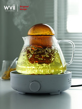 网红耐高温全玻璃电陶炉煮花茶壶泡茶壶 家用茶水分离红茶煮茶器