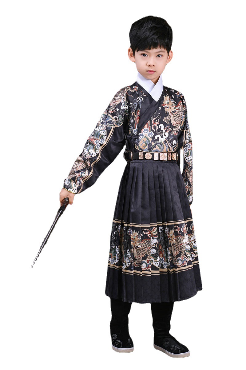 儿童古装汉服男童武侠中国风锦衣卫蟒袍飞鱼服麒麟明制交领汉服
