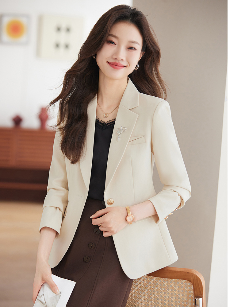 春季红色长袖西装外套女2024新款时尚休闲垂感洋气小西服春装上衣