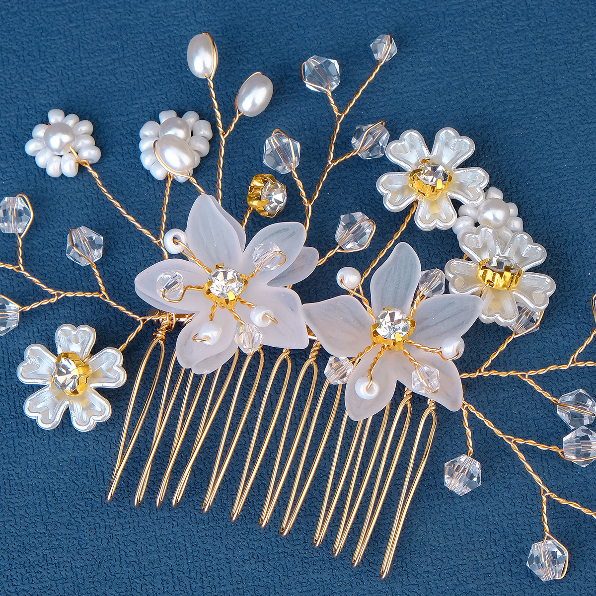 New Chinese Style Mori Style Bridal Hair Accessories Beautiful Handmade Flower Braided Hair Pin Xiuhe Ancient Style Pearl Hair Comb Suit