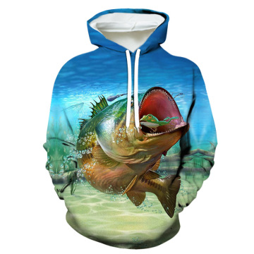 一件代发 春秋款套头 棒球服 3d数码印花 鱼休闲连帽 衫 运动卫衣