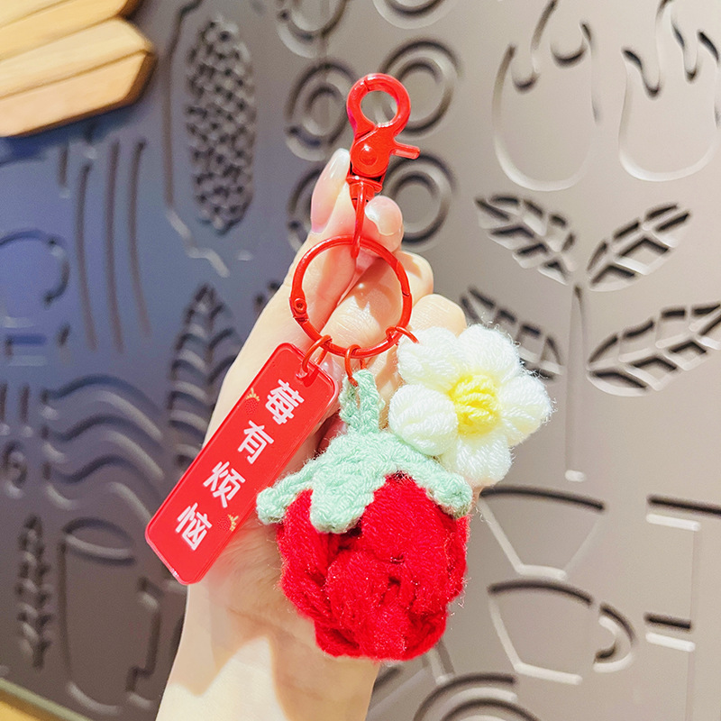 Finished Wool Woven Keychain Couple Bag Pendant Good Persimmon Cute Cute Cute Plush Persimmon Key Ring