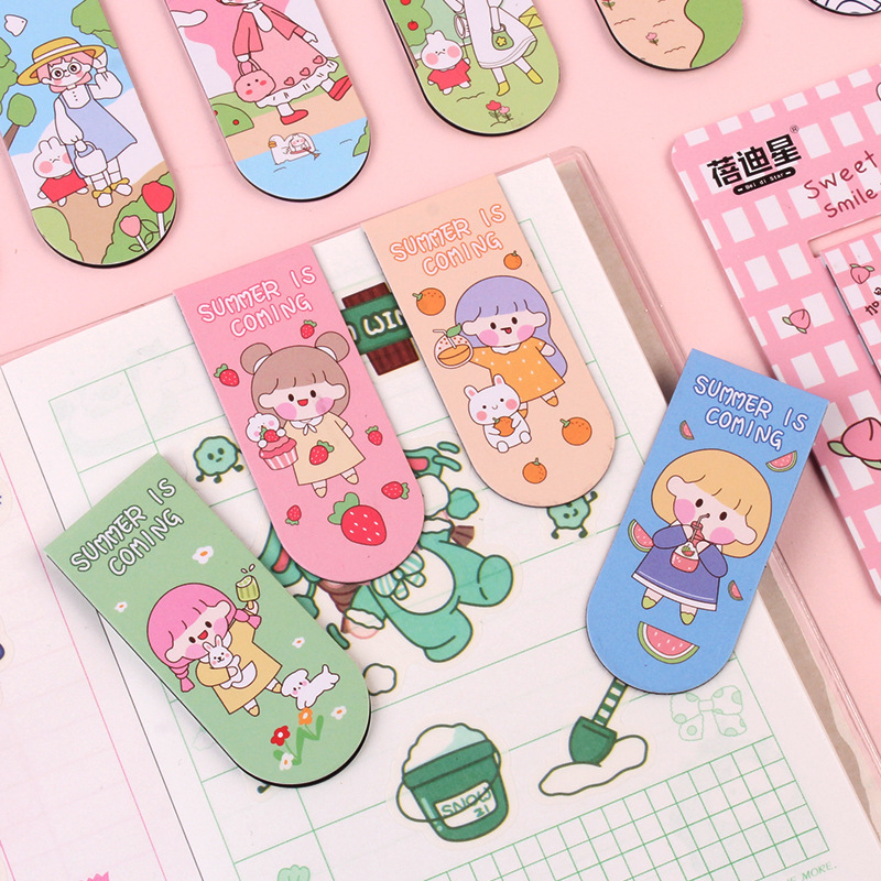 Cute Cartoon Character Magnetic Bookmark Student School Supplies Creative Xueba Magnet Bookmark Book Holder Manufacturer