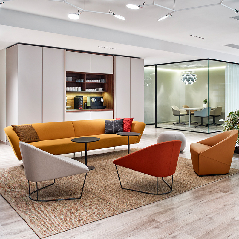 现在简约办公室创意商务休闲大厅等候休息区接待沙发茶几组合套装
