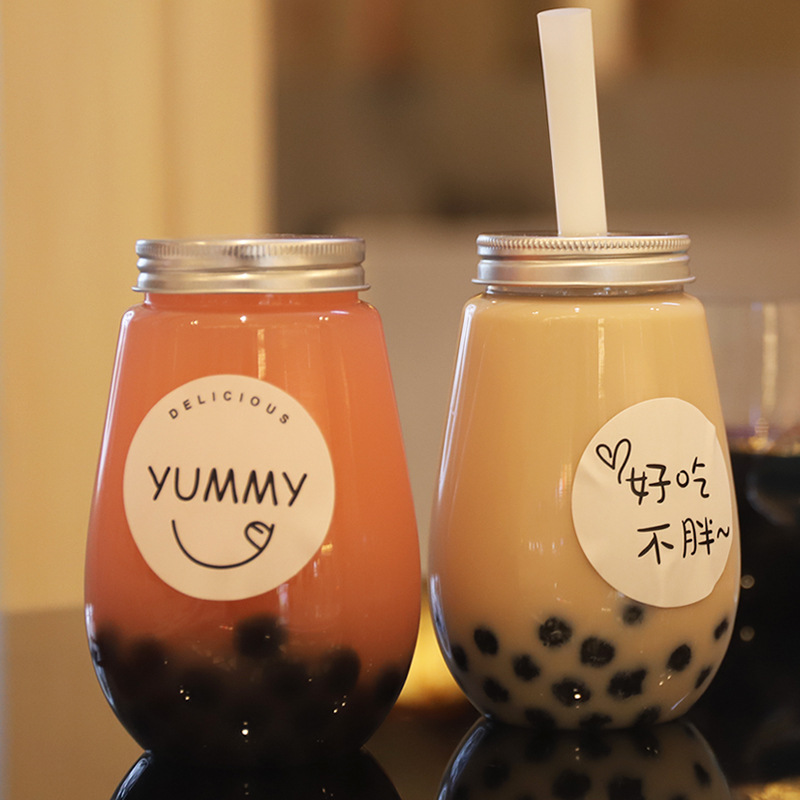 胖凹瓶新款pet奶茶杯创意一次性果汁奶茶饮料瓶380ml400ml饮品杯