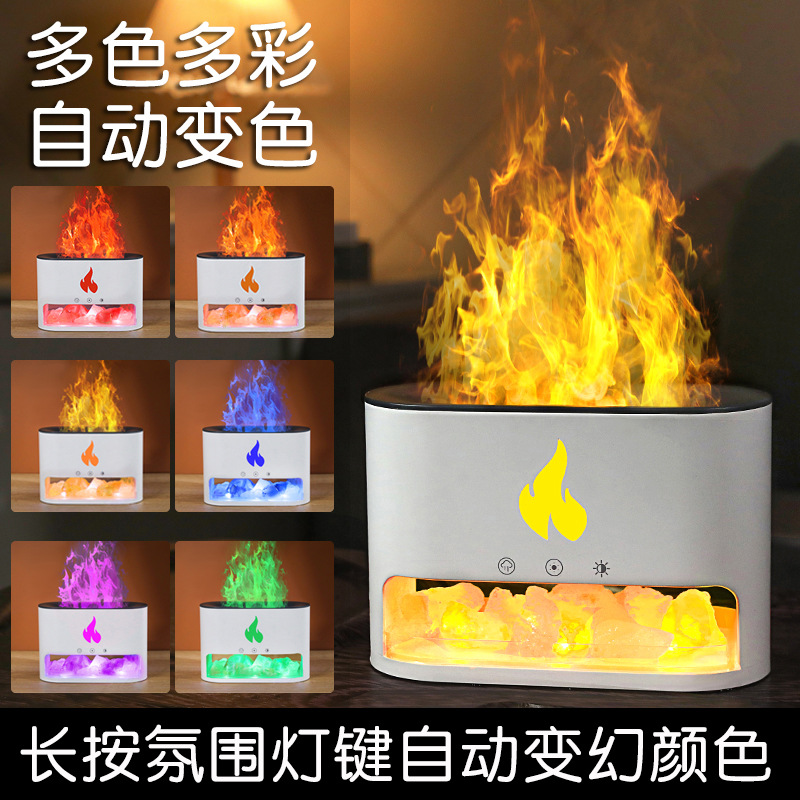 New Usb Flame Aroma Diffuser Home Office Humidification Aromatherapy Oil Simulation Diffuse Flame Rock Aroma Diffuser