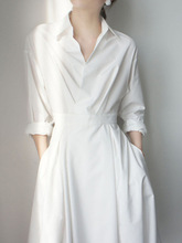 新款2024新款女装法式2024衬衫裙长款气质长裙白色连衣裙女夏