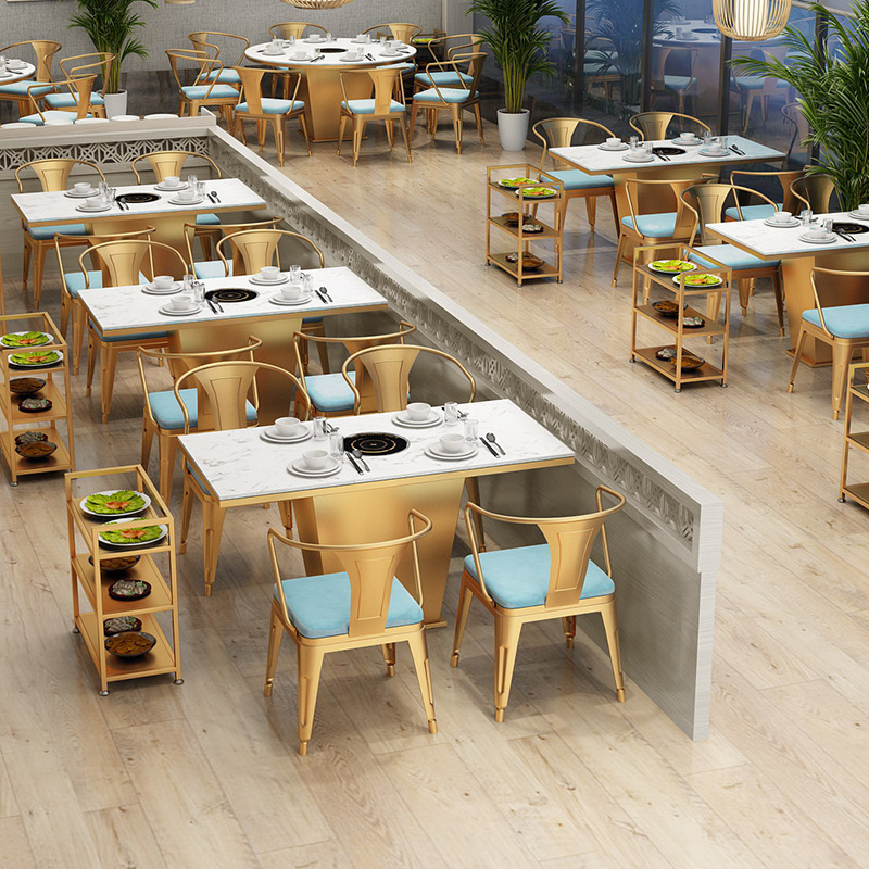 大理石火锅桌电磁炉一体小火锅饭店餐厅餐桌椅组合