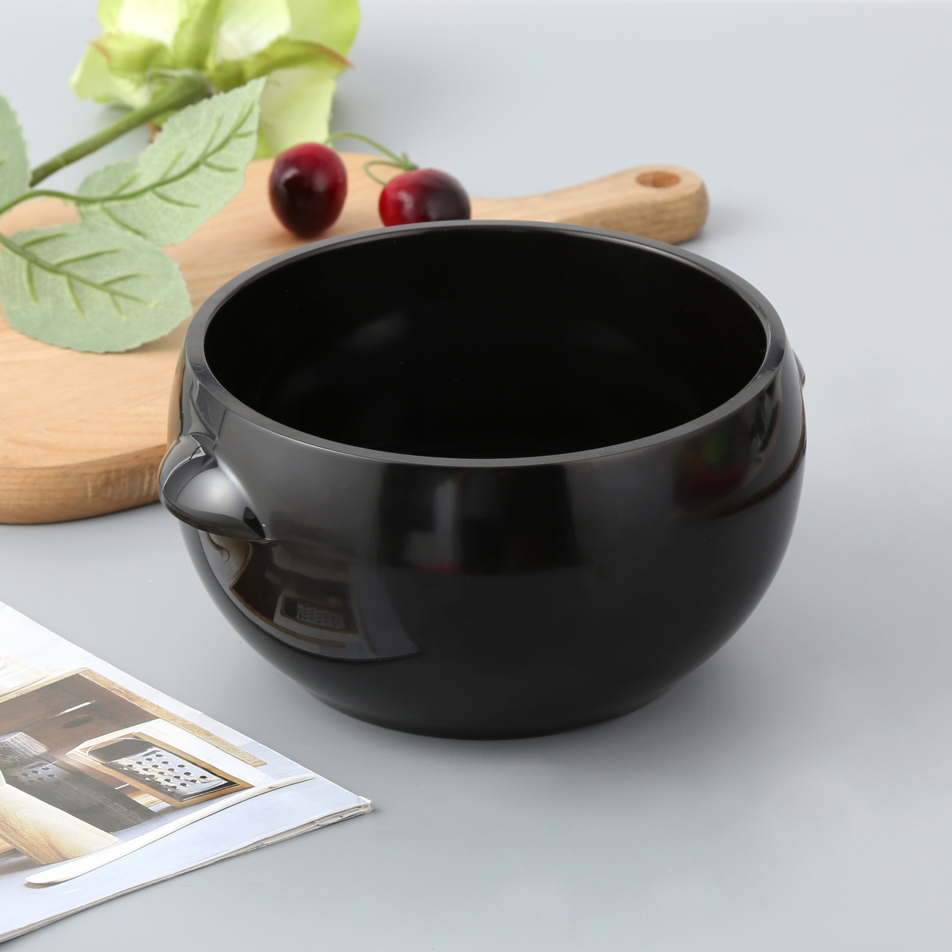 日韩式加深黑色密胺米饭汤碗 餐厅饭店米线冷面碗 麻辣烫拉面碗