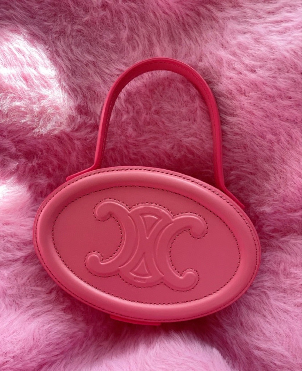 2022早春lisa同款凯旋门月饼手提小包真皮时尚粉色圆饼包mini女包