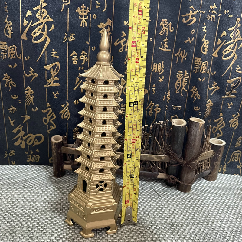 Metal Crafts Decoration Wenchang Tower Desk Office Decoration Decoration Seven-Layer Nine-Layer Brass Crafts Manufacturer