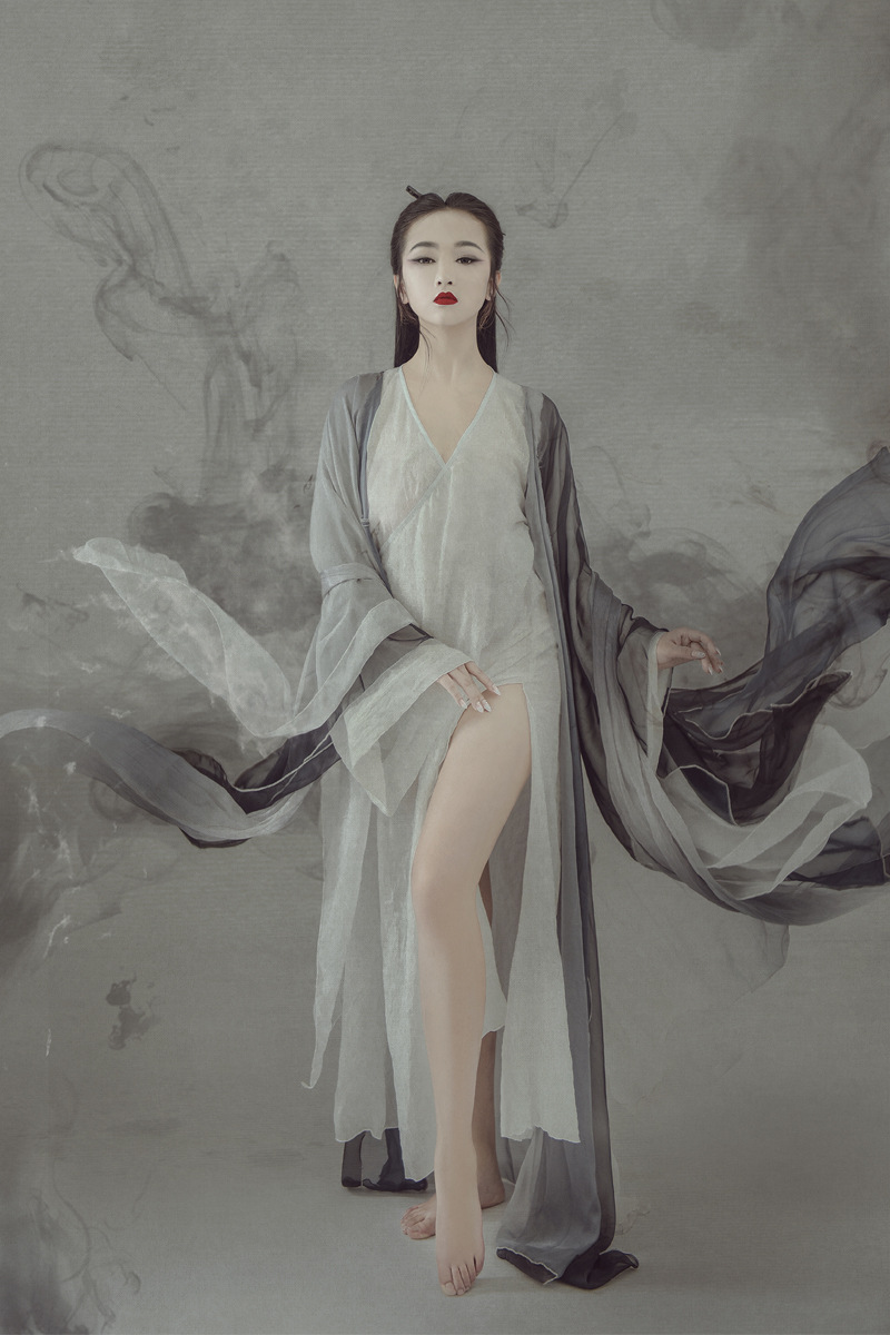 抖音网红同款新款古装影楼写真主题摄影服装仙女白色汉服古装服装