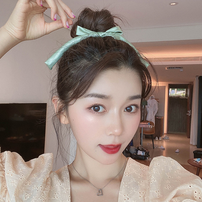 MIZI Korean Style Lady Hair Band Headband Female Online Influencer Cute Bow Streamer Hair Tie Rope Simple All-Match Hair Accessories