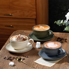 哑光咖啡杯高颜值咖啡杯子家用陶瓷复古挂耳咖啡杯碟精致下午茶具