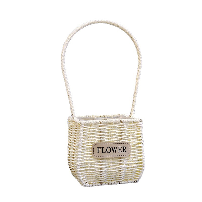 Factory Supply Rattan Hand-Carrying Knitting Flower Basket Valentine's Day Flower Basket Storage Basket Wedding Flower Arrangement Basket Home Decoration Basket