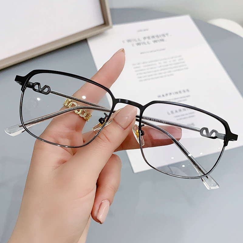 新款连体防蓝光近视眼镜时尚无框切边成品防蓝光近视镜街拍装饰镜