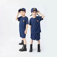 消防儿童夏季短袖体能服套装小学生户外运动军训速干作训服套装
