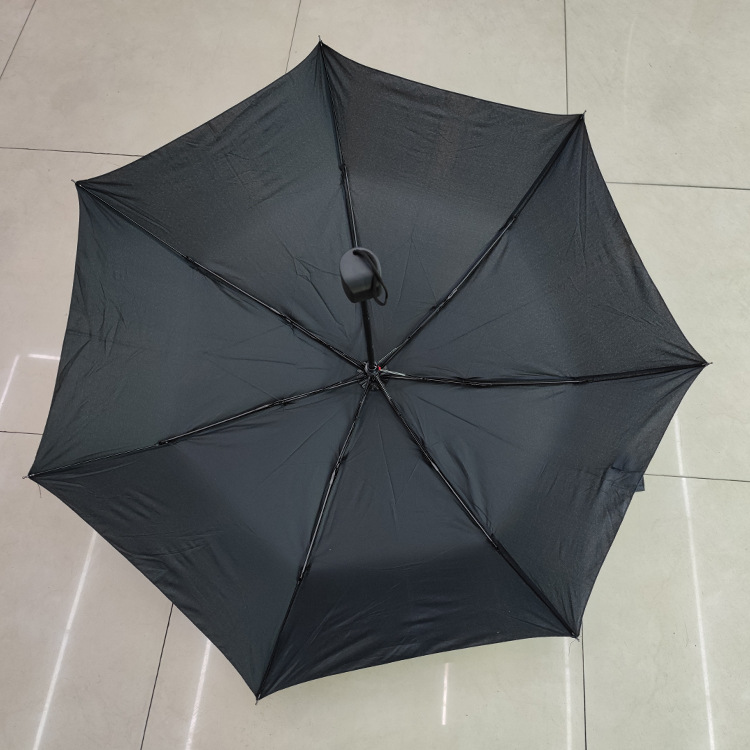 Three Fold Black Umbrella 7 Bone Portable Folding Umbrella NC Fabric Advertising Custom Logo Sunshade Gift Stall Cheap Umbrella