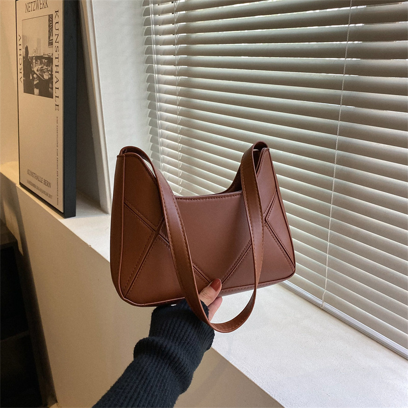 Stitching Pattern Bag for Women 2022 Autumn and Winter New Simple Fashion Ice Cream Color Women's Shoulder Bag Underarm Dumplings