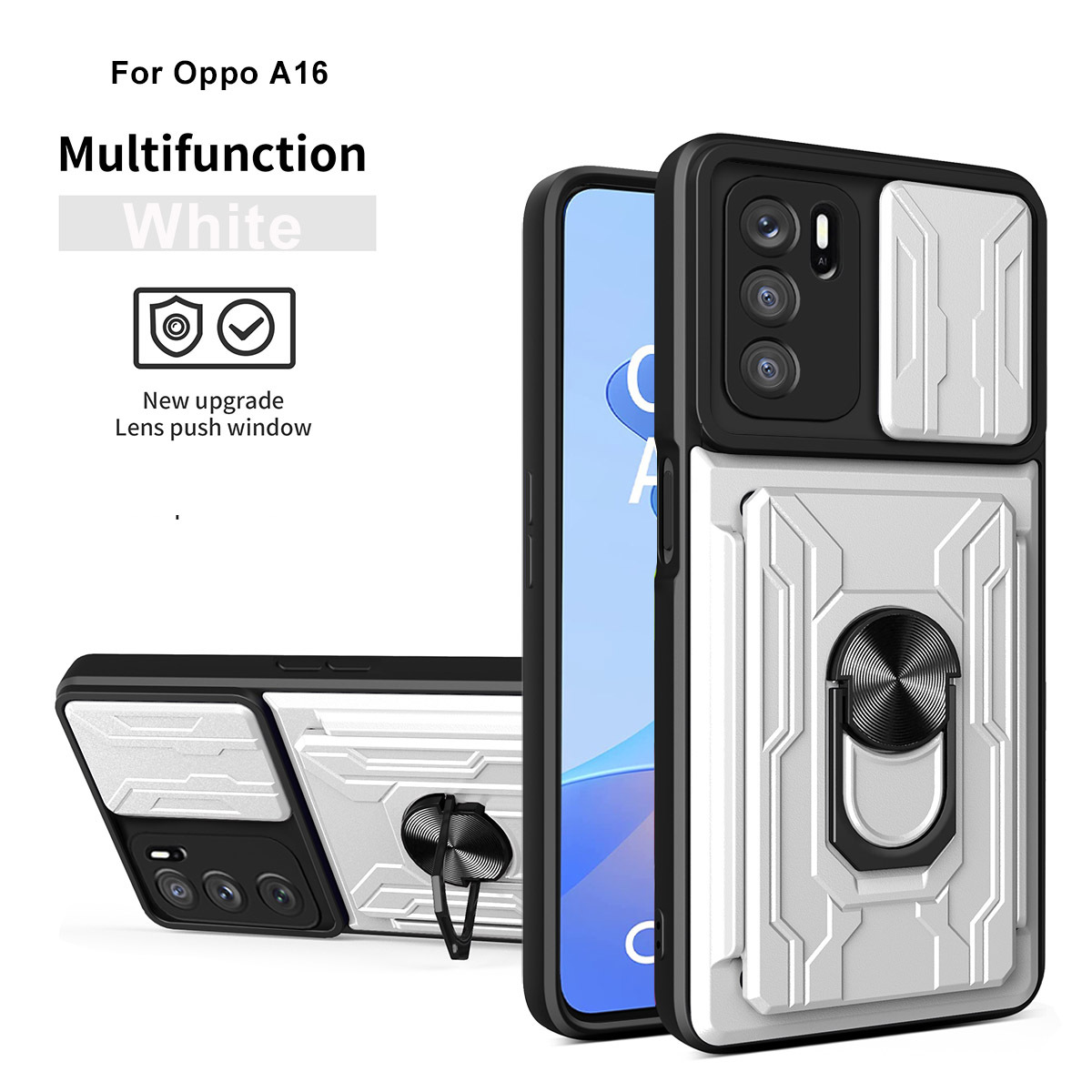 适用oppo a16/ a16s/a54s利甲多功能手机壳a53/a32/a33 2020插卡